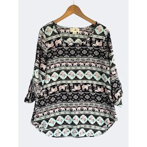 🎉 Wishful park top blouse shirt size L elephant print